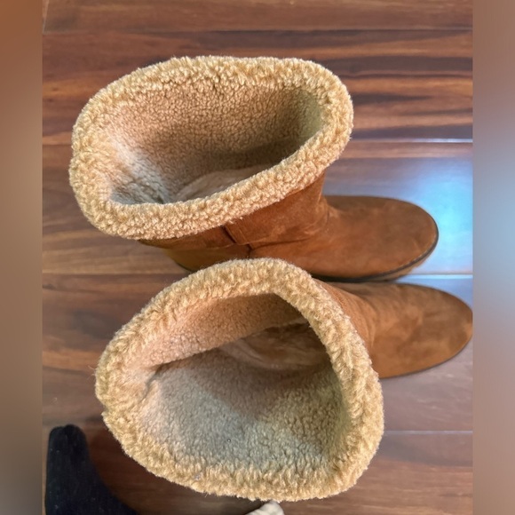 BOUTIQUE Brown Heeled Winter Boots Faux fur Lined Size 10 - Picture 8 of 12